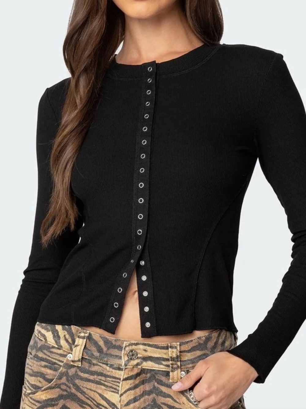 Edikted Black Button-Down Cardigan